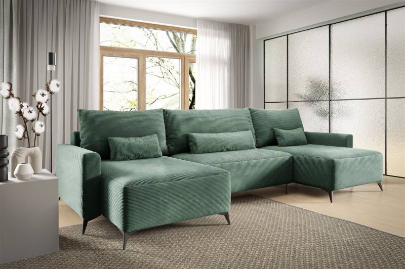 Fun Möbel Wohnlandschaft Schlafsofa in U-Form SILVES in Stoff Poso, mit Bettkasten, Rundumbezug von Fun Möbel