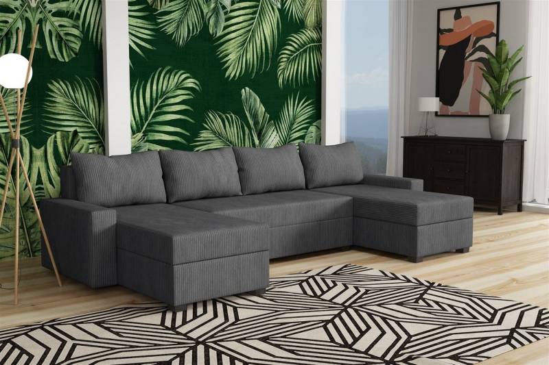 Fun Möbel Wohnlandschaft Sofa AGNETA in Stoff Lincoln mit Schlaffunktion, Inkl. Bettkasten und, Rundumbezug von Fun Möbel
