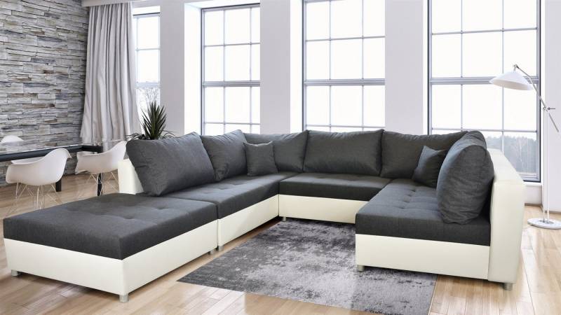Fun Möbel Wohnlandschaft Sofa ANDRO mit Schlaffunktion - SPEED Weiß-Dunkelgrau o. Schwarz-Grau, inkl. Schlaffunktion, Inkl. Hocker 99x39x95 cm Fun Möbel Wohnlandschaft Sofa ANDRO mit Schlaffunktion - SPEED Weiß-Dunkelgrau o. Schwarz-Grau, inkl. Schlaffunktion, Inkl. Hocker 99x39x95 cm von Fun Möbel