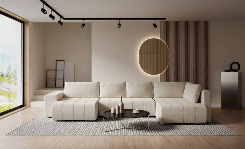 Fun Möbel Wohnlandschaft Sofa ARMANDA mit Schlaffunktion in Stoff Blur, Rundumbezug, mit Bettkasten von Fun Möbel