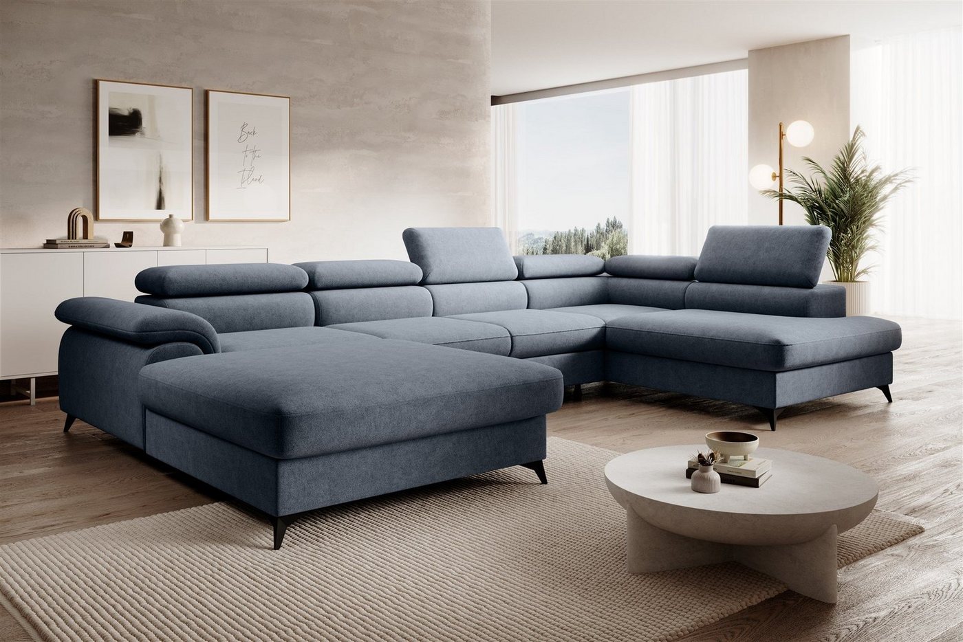 Fun Möbel Wohnlandschaft Sofa U-Form BASTIEN in Stoff Whisper, Ottomane Links oder Rechts, Rundumbezug und Bettkästen Fun Möbel Wohnlandschaft Sofa U-Form BASTIEN in Stoff Whisper, Ottomane Links oder Rechts, Rundumbezug und Bettkästen von Fun Möbel