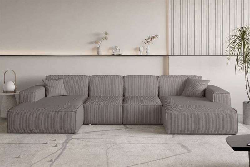 Fun Möbel Wohnlandschaft Sofa U-Form CELES PREMIUM XS in Stoff Scala, Breite 342 cm, inkl. 2 Zierkissen von Fun Möbel
