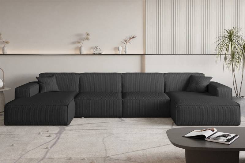 Fun Möbel Wohnlandschaft Sofa U-Form CELES PREMIUM in Stoff Scala, Breite 379 cm, inkl. 2 Zierkissen, Rundumbezug von Fun Möbel