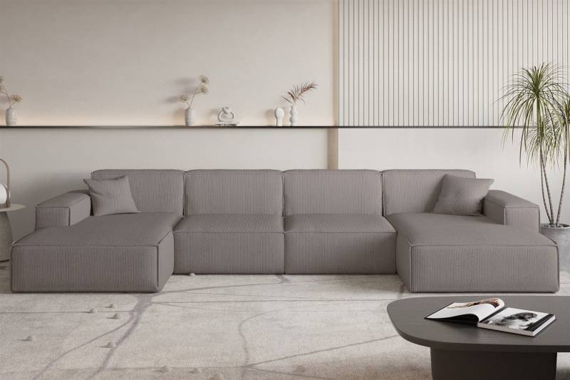Fun Möbel Wohnlandschaft Sofa U-Form CELES PREMIUM in Stoff Scala, Breite 379 cm, inkl. 2 Zierkissen von Fun Möbel