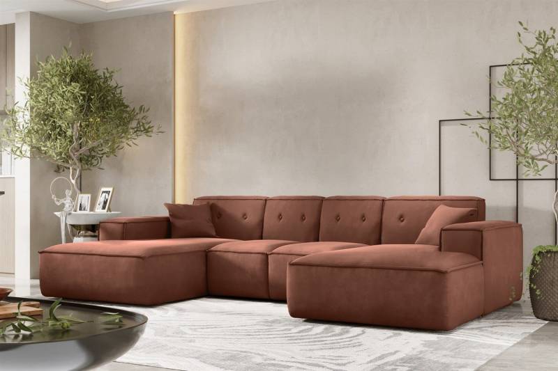 Fun Möbel Wohnlandschaft Sofa U-Form CESINA XS in Stoff, inkl. 2 Zierkissen, Rundumbezug von Fun Möbel