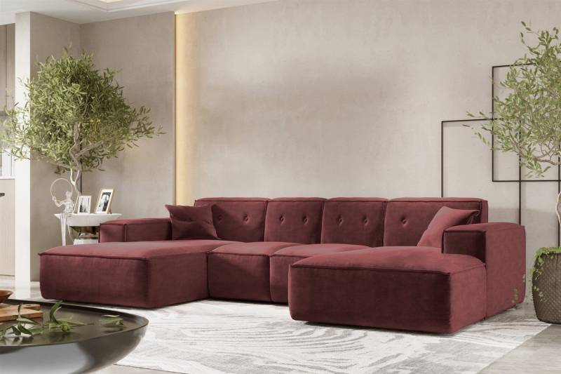 Fun Möbel Wohnlandschaft Sofa U-Form CESINA XS in Stoff, inkl. 2 Zierkissen, Rundumbezug von Fun Möbel