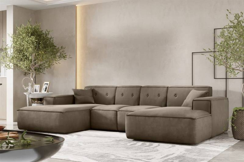 Fun Möbel Wohnlandschaft Sofa U-Form CESINA XS in Stoff, inkl. 2 Zierkissen, Rundumbezug von Fun Möbel