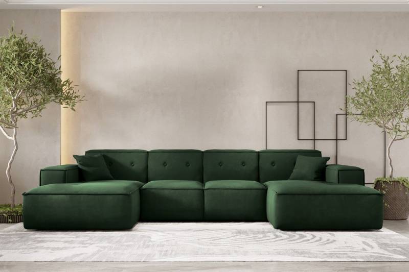 Fun Möbel Wohnlandschaft Sofa U-Form CESINA in Stoff, inkl. 2 Zierkissen, Rundumbezug von Fun Möbel