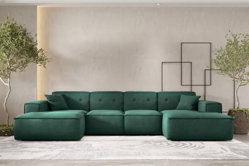 Fun Möbel Wohnlandschaft Sofa U-Form CESINA in Stoff, inkl. 2 Zierkissen, Rundumbezug von Fun Möbel