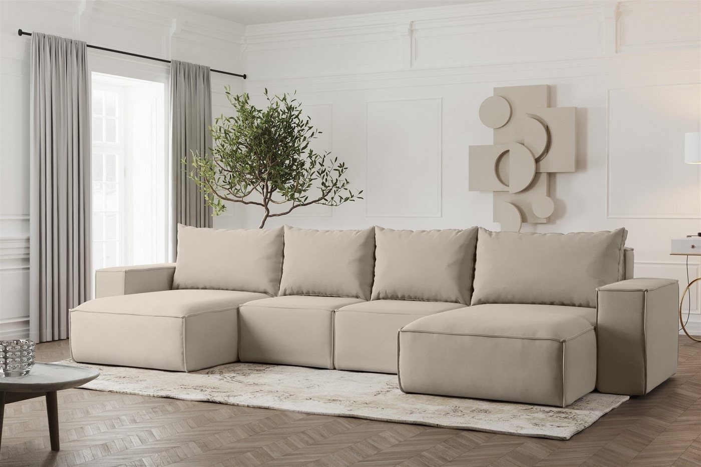 Fun Möbel Wohnlandschaft Sofa U-Form ESTELLE, Rücken echt bezogen Fun Möbel Wohnlandschaft Sofa U-Form ESTELLE, Rücken echt bezogen von Fun Möbel
