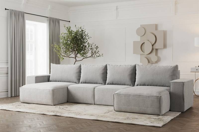 Fun Möbel Wohnlandschaft Sofa U-Form ESTELLE mit Schlaffunktion in Stoff, inkl. Bettkasten, Rücken echt bezogen Fun Möbel Wohnlandschaft Sofa U-Form ESTELLE mit Schlaffunktion in Stoff, inkl. Bettkasten, Rücken echt bezogen von Fun Möbel