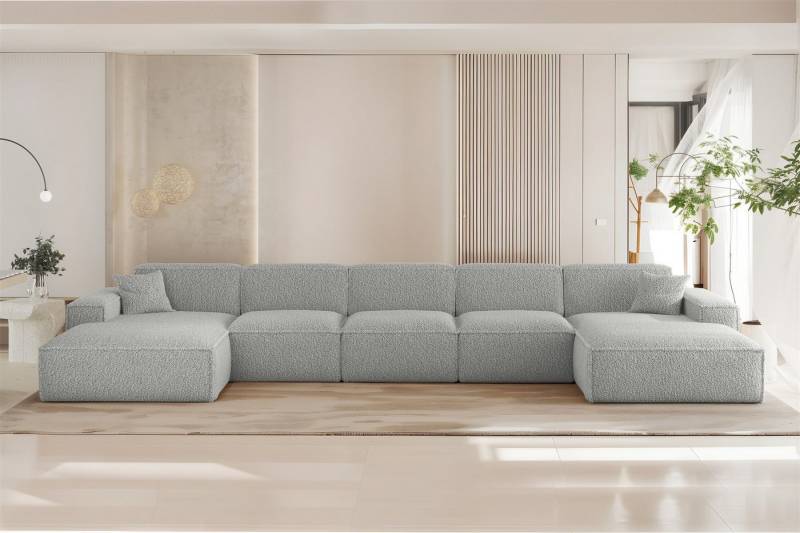 Fun Möbel Wohnlandschaft Sofa U-Form FUN PEREZ PREMIUM XL in Stoff Sven (462 cm), Rundumbezug, inkl. 2 x Zierkissen von Fun Möbel