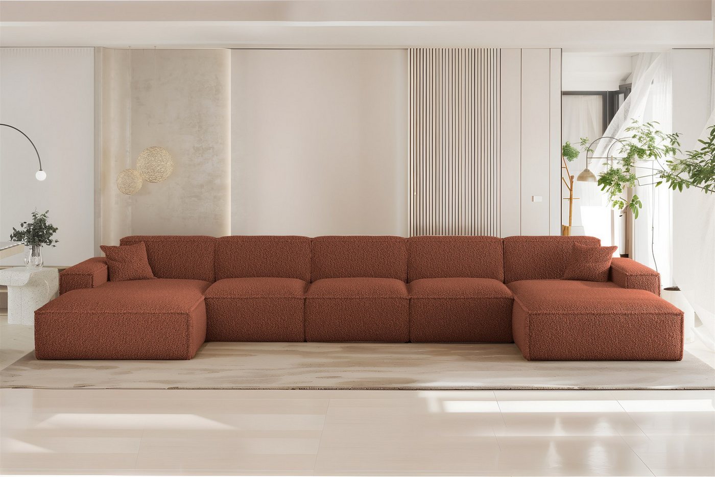 Fun Möbel Wohnlandschaft Sofa U-Form FUN PEREZ PREMIUM XL in Stoff Sven (462 cm), Rundumbezug, inkl. 2 x Zierkissen von Fun Möbel