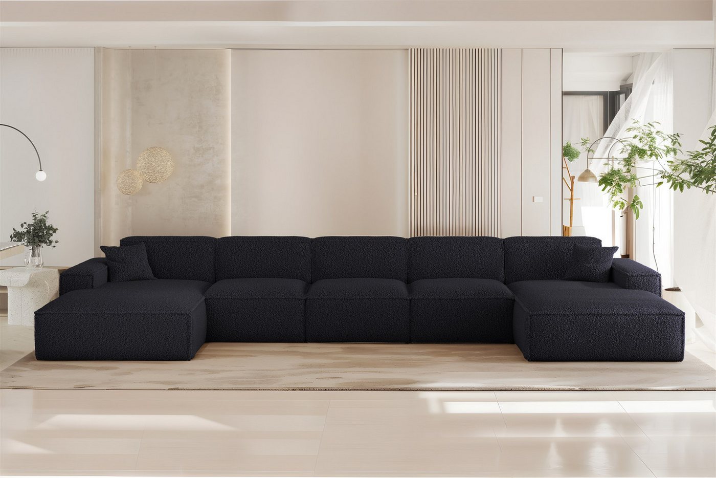 Fun Möbel Wohnlandschaft Sofa U-Form FUN PEREZ PREMIUM XL in Stoff Sven (462 cm), Rundumbezug, inkl. 2 x Zierkissen von Fun Möbel