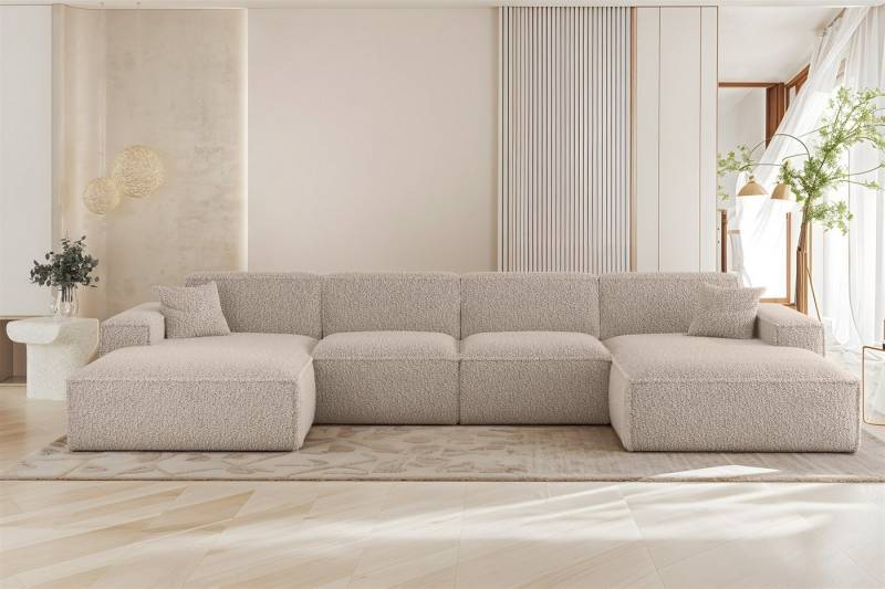 Fun Möbel Wohnlandschaft Sofa U-Form FUN PEREZ PREMIUM in Stoff Sven (378 cm), Rundumbezug, inkl. 2 Zierkissen von Fun Möbel