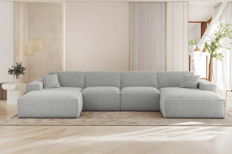 Fun Möbel Wohnlandschaft Sofa U-Form FUN PEREZ PREMIUM in Stoff Sven (378 cm), Rundumbezug, inkl. 2 Zierkissen von Fun Möbel
