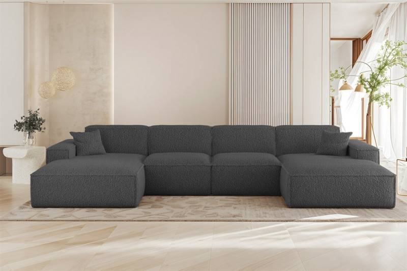 Fun Möbel Wohnlandschaft Sofa U-Form FUN PEREZ PREMIUM in Stoff Sven (378 cm), Rundumbezug, inkl. 2 Zierkissen von Fun Möbel