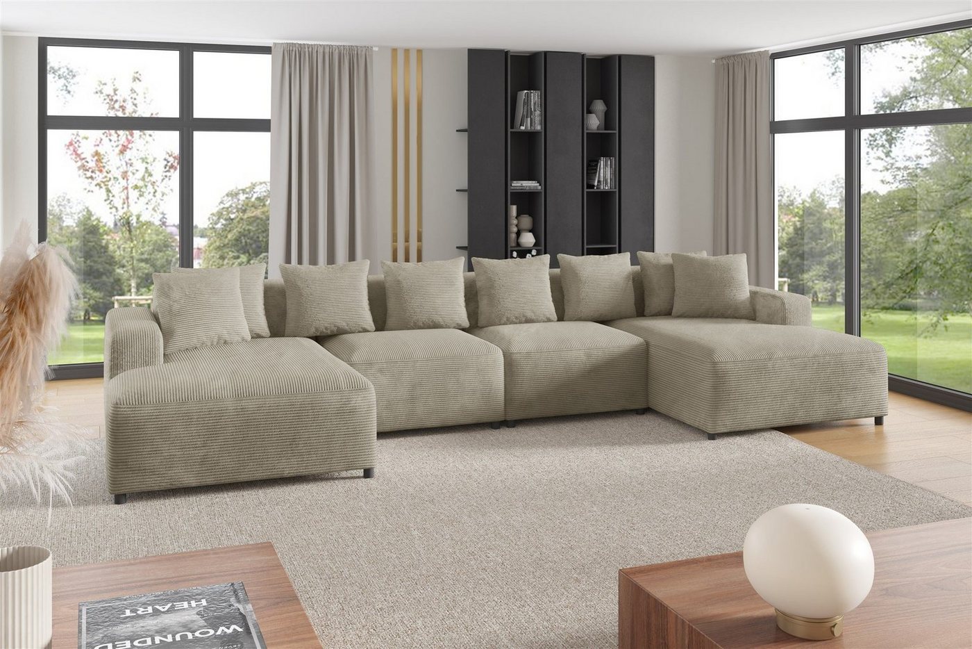 Fun Möbel Wohnlandschaft Sofa U-Form MEGAN in Stoff Poso, Rücken echt bezogen Fun Möbel Wohnlandschaft Sofa U-Form MEGAN in Stoff Poso, Rücken echt bezogen von Fun Möbel