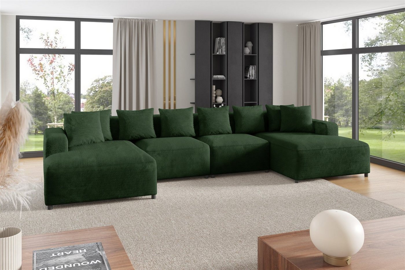 Fun Möbel Wohnlandschaft Sofa U-Form MEGAN in Stoff Poso, Rücken echt bezogen Fun Möbel Wohnlandschaft Sofa U-Form MEGAN in Stoff Poso, Rücken echt bezogen von Fun Möbel