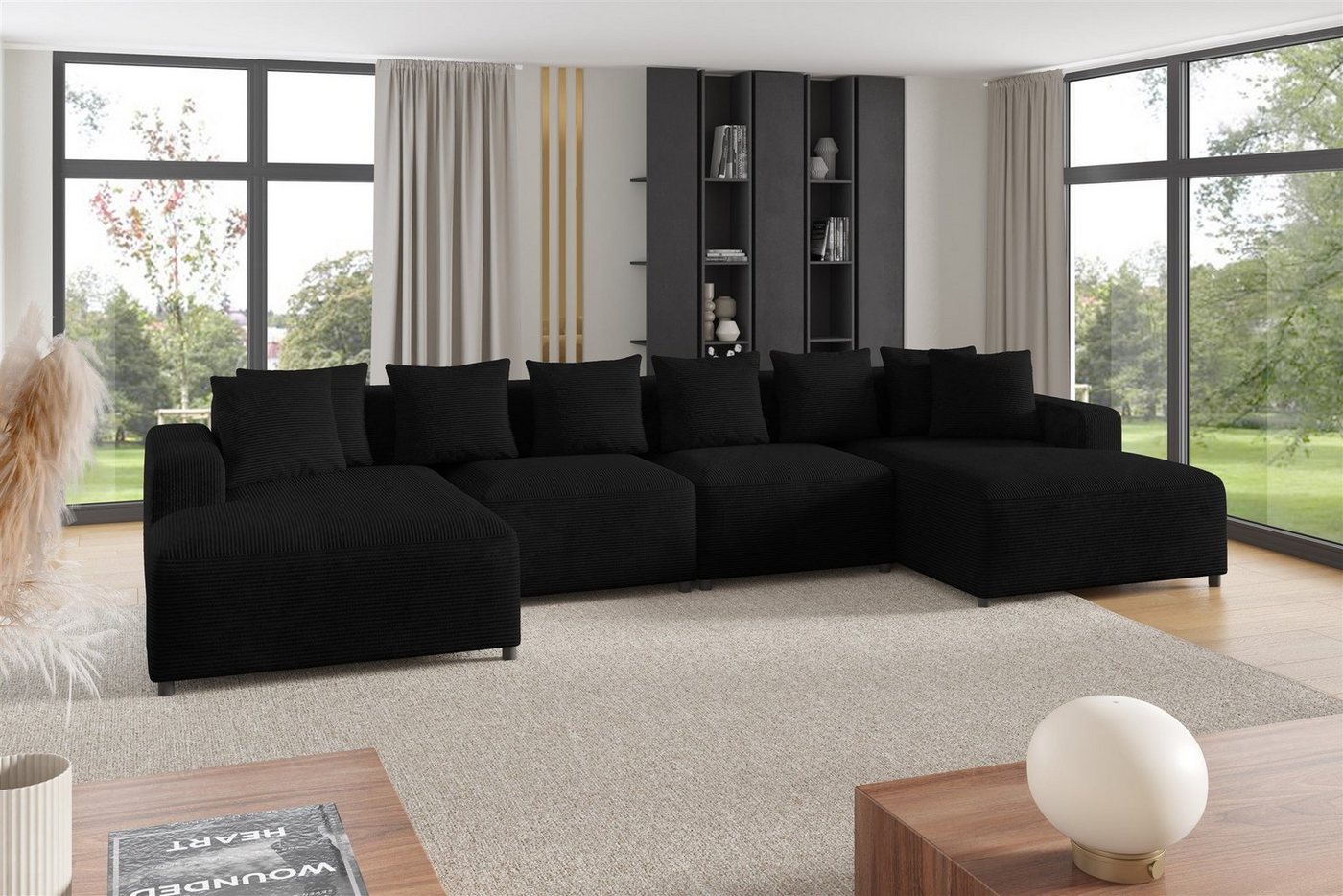 Fun Möbel Wohnlandschaft Sofa U-Form MEGAN in Stoff Poso, Rücken echt bezogen Fun Möbel Wohnlandschaft Sofa U-Form MEGAN in Stoff Poso, Rücken echt bezogen von Fun Möbel