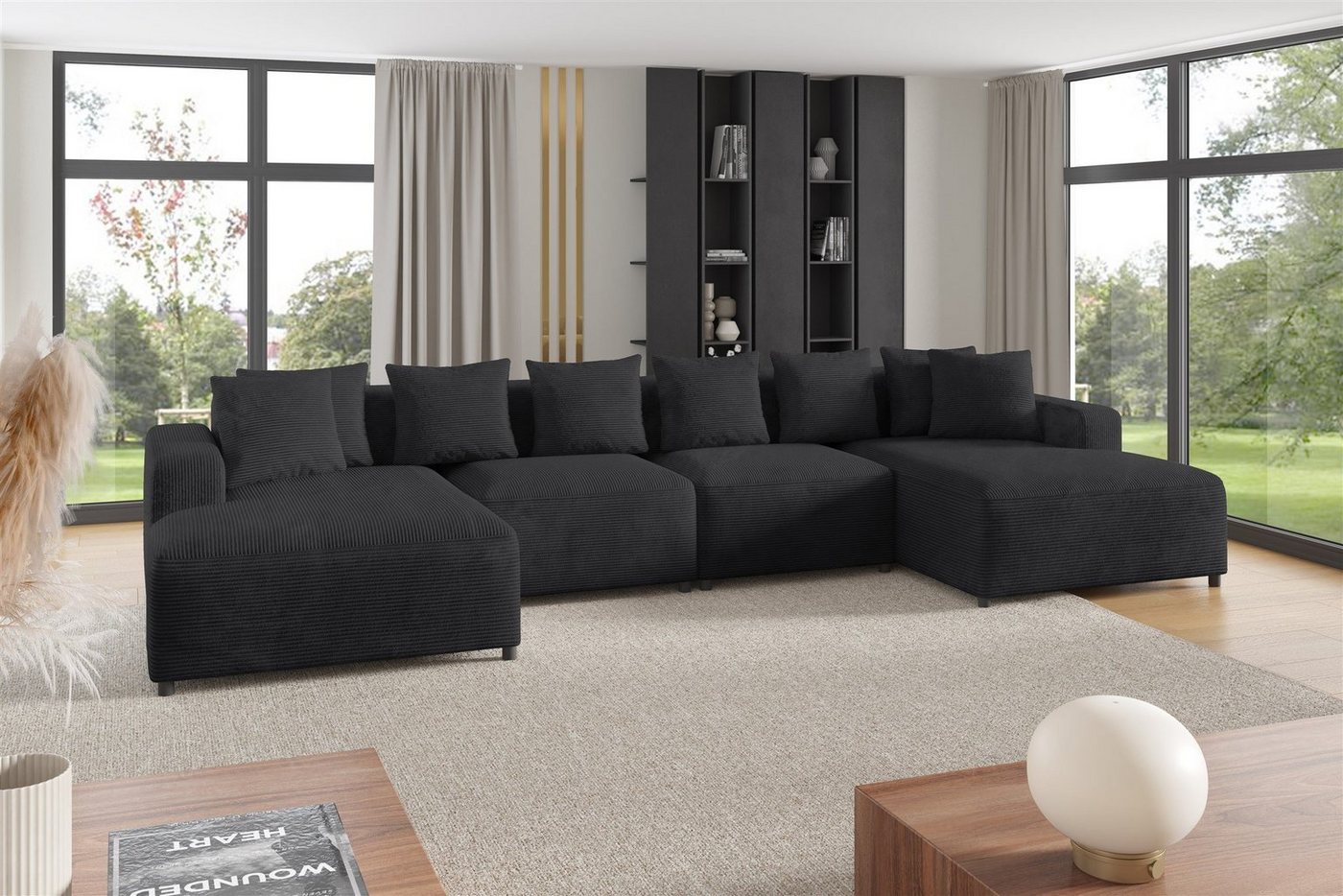 Fun Möbel Wohnlandschaft Sofa U-Form MEGAN in Stoff Poso, Rücken echt bezogen Fun Möbel Wohnlandschaft Sofa U-Form MEGAN in Stoff Poso, Rücken echt bezogen von Fun Möbel