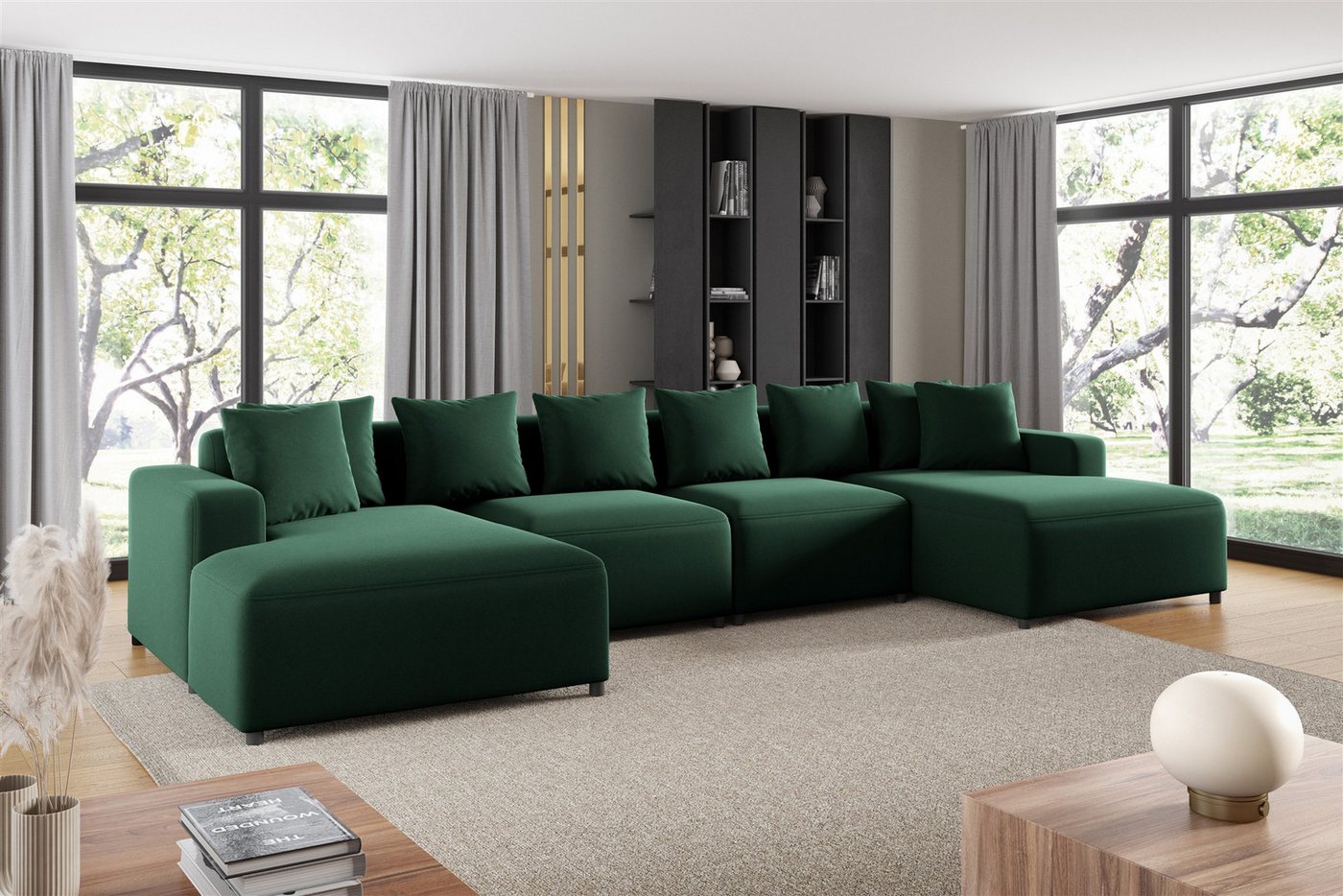 Fun Möbel Wohnlandschaft Sofa U-Form MEGAN in Stoff Salvador, Rücken echt bezogen Fun Möbel Wohnlandschaft Sofa U-Form MEGAN in Stoff Salvador, Rücken echt bezogen von Fun Möbel