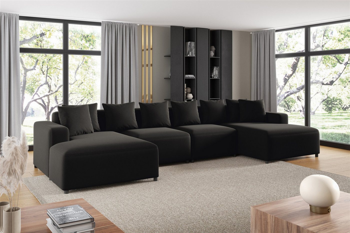Fun Möbel Wohnlandschaft Sofa U-Form MEGAN in Stoff Salvador, Rücken echt bezogen Fun Möbel Wohnlandschaft Sofa U-Form MEGAN in Stoff Salvador, Rücken echt bezogen von Fun Möbel