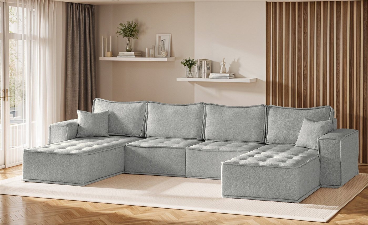Fun Möbel Wohnlandschaft Sofa U-Form Modulsofa-Set 4-teilig SANDE in Stoff, Alle Module zu System SANDE sind auch Einzel erhältlich, Rundumbezug von Fun Möbel