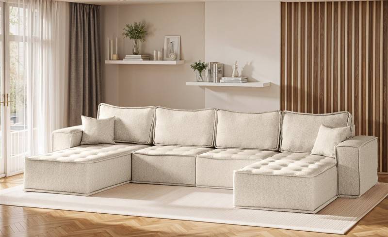 Fun Möbel Wohnlandschaft Sofa U-Form Modulsofa-Set 4-teilig SANDE in Stoff, Alle Module zu System SANDE sind auch Einzel erhältlich, Rundumbezug von Fun Möbel