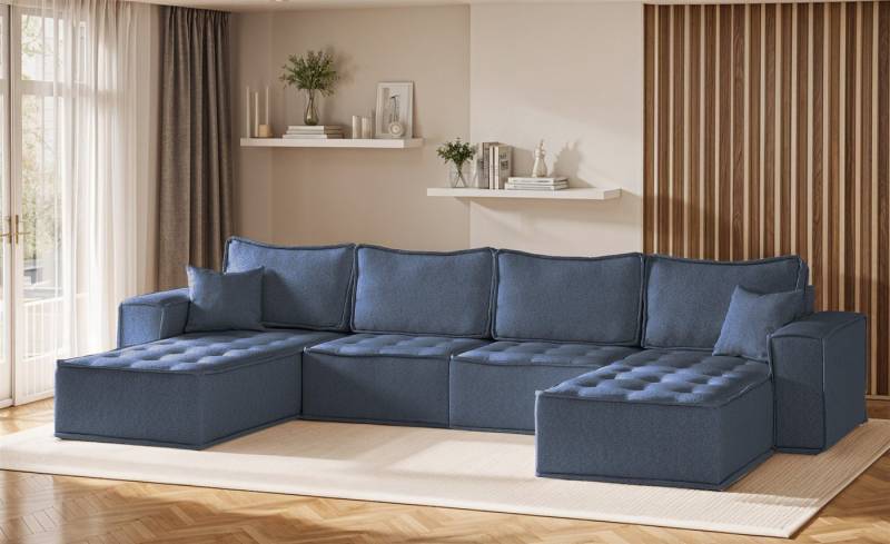 Fun Möbel Wohnlandschaft Sofa U-Form Modulsofa-Set 4-teilig SANDE in Stoff, Alle Module zu System SANDE sind auch Einzel erhältlich, Rundumbezug von Fun Möbel