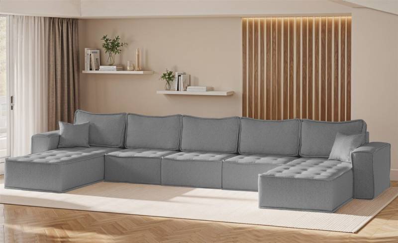 Fun Möbel Wohnlandschaft Sofa U-Form Modulsofa-Set 5-teilig SANDE in Stoff, Alle Module zu System SANDE sind auch Einzel erhältlich, Rundumbezug von Fun Möbel