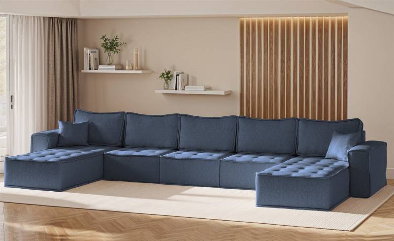 Fun Möbel Wohnlandschaft Sofa U-Form Modulsofa-Set 5-teilig SANDE in Stoff, Alle Module zu System SANDE sind auch Einzel erhältlich, Rundumbezug von Fun Möbel