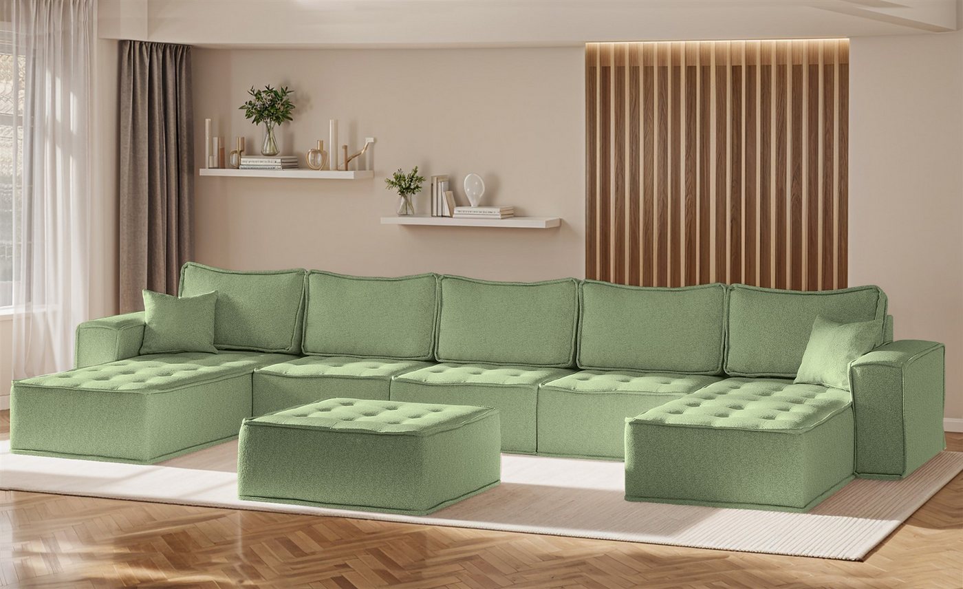 Fun Möbel Wohnlandschaft Sofa U-Form Modulsofa-Set 6-teilig SANDE in Stoff, Alle Module zu System SANDE sind auch Einzel erhältlich, Inkl. Polsterhocker Fun Möbel Wohnlandschaft Sofa U-Form Modulsofa-Set 6-teilig SANDE in Stoff, Alle Module zu System SANDE sind auch Einzel erhältlich, Inkl. Polsterhocker von Fun Möbel