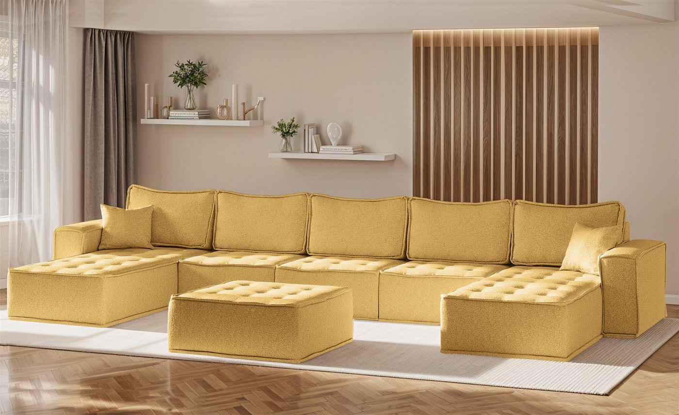 Fun Möbel Wohnlandschaft Sofa U-Form Modulsofa-Set 6-teilig SANDE in Stoff, Alle Module zu System SANDE sind auch Einzel erhältlich, Inkl. Polsterhocker Fun Möbel Wohnlandschaft Sofa U-Form Modulsofa-Set 6-teilig SANDE in Stoff, Alle Module zu System SANDE sind auch Einzel erhältlich, Inkl. Polsterhocker von Fun Möbel