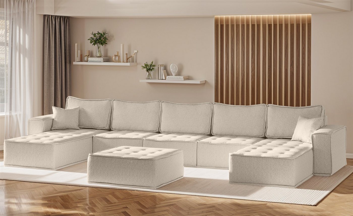 Fun Möbel Wohnlandschaft Sofa U-Form Modulsofa-Set 6-teilig SANDE in Stoff, Alle Module zu System SANDE sind auch Einzel erhältlich, Inkl. Polsterhocker Fun Möbel Wohnlandschaft Sofa U-Form Modulsofa-Set 6-teilig SANDE in Stoff, Alle Module zu System SANDE sind auch Einzel erhältlich, Inkl. Polsterhocker von Fun Möbel