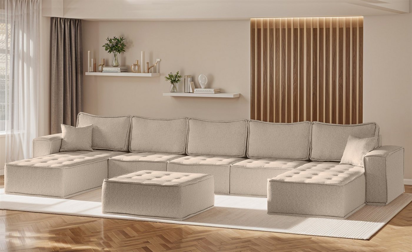 Fun Möbel Wohnlandschaft Sofa U-Form Modulsofa-Set 6-teilig SANDE in Stoff, Alle Module zu System SANDE sind auch Einzel erhältlich, Inkl. Polsterhocker Fun Möbel Wohnlandschaft Sofa U-Form Modulsofa-Set 6-teilig SANDE in Stoff, Alle Module zu System SANDE sind auch Einzel erhältlich, Inkl. Polsterhocker von Fun Möbel