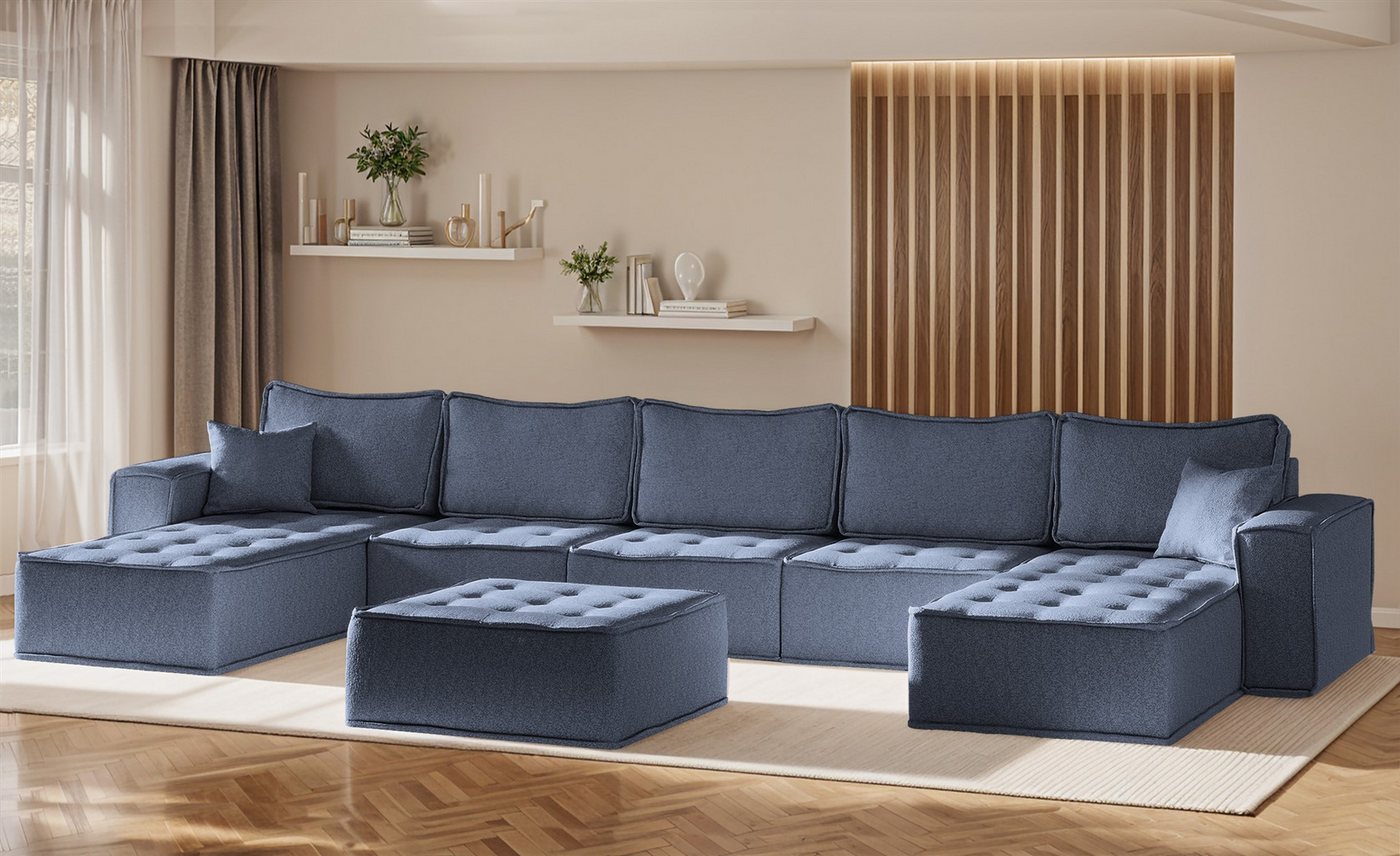 Fun Möbel Wohnlandschaft Sofa U-Form Modulsofa-Set 6-teilig SANDE in Stoff, Alle Module zu System SANDE sind auch Einzel erhältlich, Inkl. Polsterhocker Fun Möbel Wohnlandschaft Sofa U-Form Modulsofa-Set 6-teilig SANDE in Stoff, Alle Module zu System SANDE sind auch Einzel erhältlich, Inkl. Polsterhocker von Fun Möbel