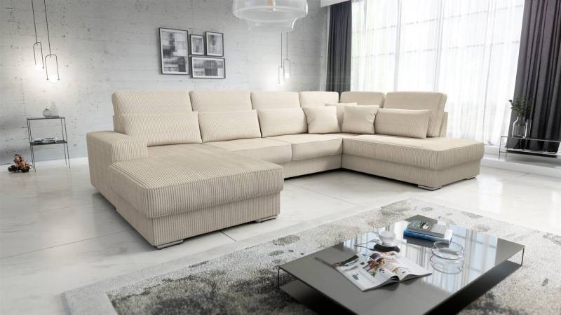 Fun Möbel Wohnlandschaft Sofa U-Form NEVIO in Stoff Scala, Ottomane Links oder Rechts, Rundumbezug Fun Möbel Wohnlandschaft Sofa U-Form NEVIO in Stoff Scala, Ottomane Links oder Rechts, Rundumbezug von Fun Möbel