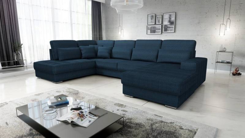 Fun Möbel Wohnlandschaft Sofa U-Form NEVIO in Stoff Scala, Ottomane Links oder Rechts, Rundumbezug von Fun Möbel