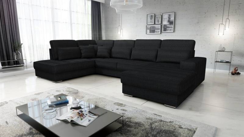 Fun Möbel Wohnlandschaft Sofa U-Form NEVIO in Stoff Scala, Ottomane Links oder Rechts, Rundumbezug von Fun Möbel