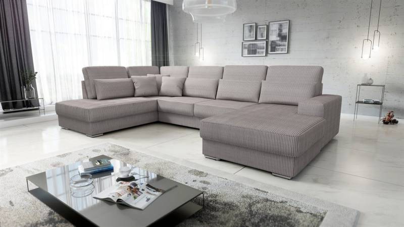 Fun Möbel Wohnlandschaft Sofa U-Form NEVIO in Stoff Scala, Ottomane Links oder Rechts, Rundumbezug von Fun Möbel