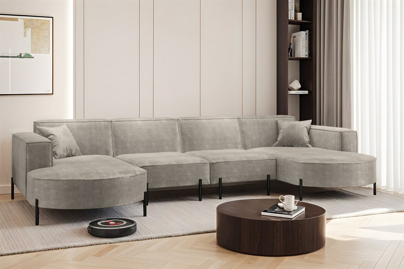 Fun Möbel Wohnlandschaft Sofa U-Form VALENCIA XL in Stoff, Für Saugroboter geeignet! Fun Möbel Wohnlandschaft Sofa U-Form VALENCIA XL in Stoff, Für Saugroboter geeignet! von Fun Möbel