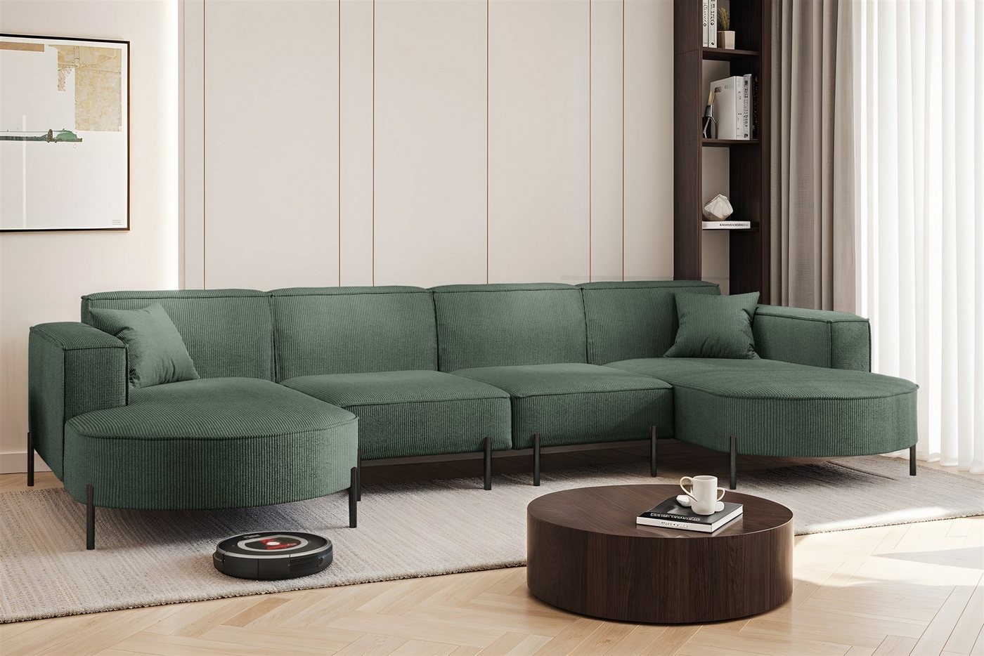 Fun Möbel Wohnlandschaft Sofa U-Form VALENCIA XL in Stoff, Für Saugroboter geeignet! Fun Möbel Wohnlandschaft Sofa U-Form VALENCIA XL in Stoff, Für Saugroboter geeignet! von Fun Möbel