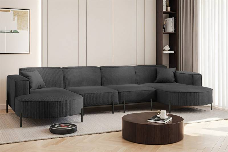 Fun Möbel Wohnlandschaft Sofa U-Form VALENCIA XL in Stoff, Für Saugroboter geeignet! von Fun Möbel
