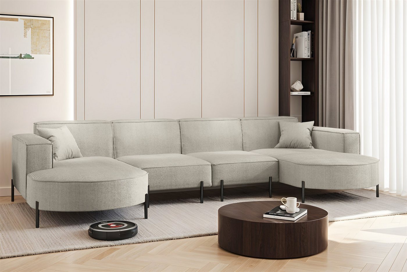 Fun Möbel Wohnlandschaft Sofa U-Form VALENCIA XL in Stoff, Für Saugroboter geeignet! Fun Möbel Wohnlandschaft Sofa U-Form VALENCIA XL in Stoff, Für Saugroboter geeignet! von Fun Möbel