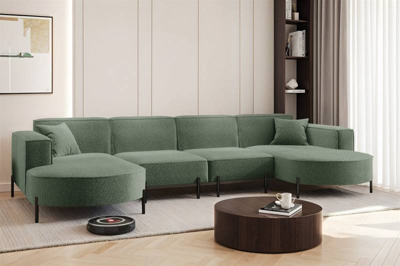 Fun Möbel Wohnlandschaft Sofa U-Form VALENCIA XL in Stoff, Für Saugroboter geeignet! von Fun Möbel