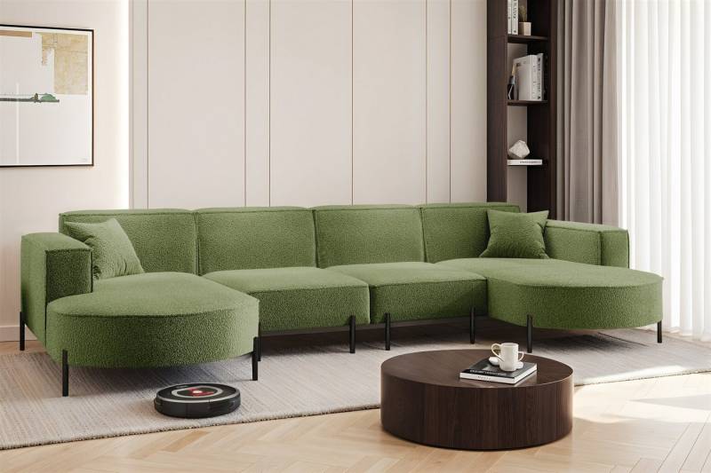 Fun Möbel Wohnlandschaft Sofa U-Form VALENCIA XL in Stoff, Für Saugroboter geeignet! von Fun Möbel
