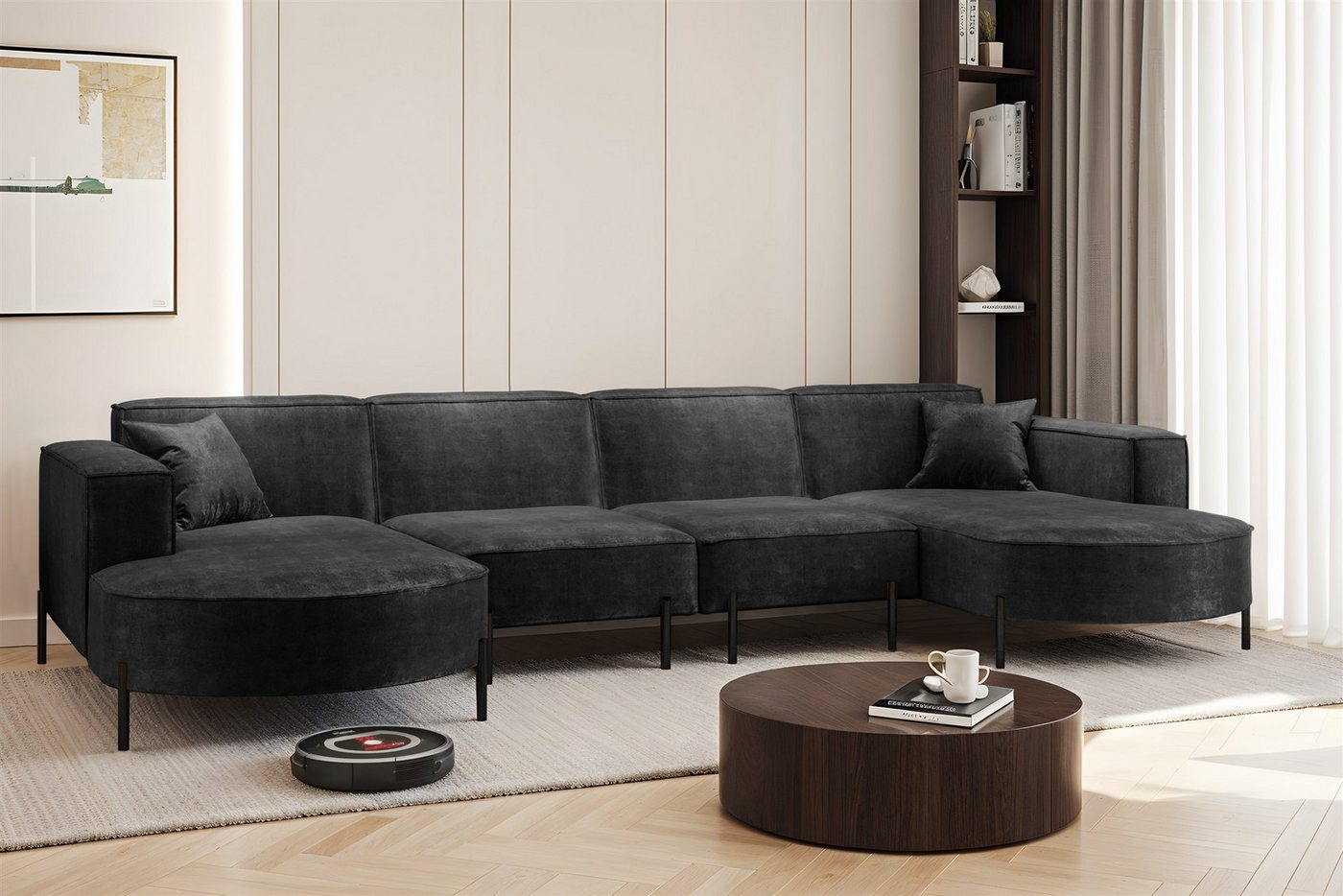 Fun Möbel Wohnlandschaft Sofa U-Form VALENCIA XL in Stoff, Für Saugroboter geeignet! Fun Möbel Wohnlandschaft Sofa U-Form VALENCIA XL in Stoff, Für Saugroboter geeignet! von Fun Möbel