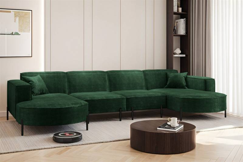 Fun Möbel Wohnlandschaft Sofa U-Form VALENCIA XL in Stoff, Für Saugroboter geeignet! von Fun Möbel