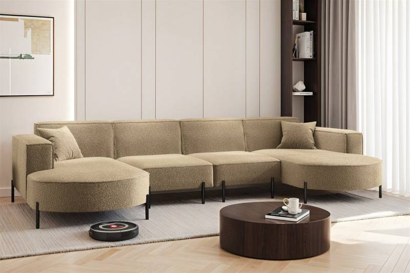 Fun Möbel Wohnlandschaft Sofa U-Form VALENCIA XL in Stoff, Für Saugroboter geeignet! von Fun Möbel